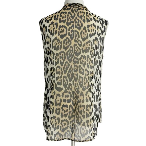 Equipment Size Large  Top Blouse Animal Print Leopard Cheetah Sleeveless - Picture 4 of 7